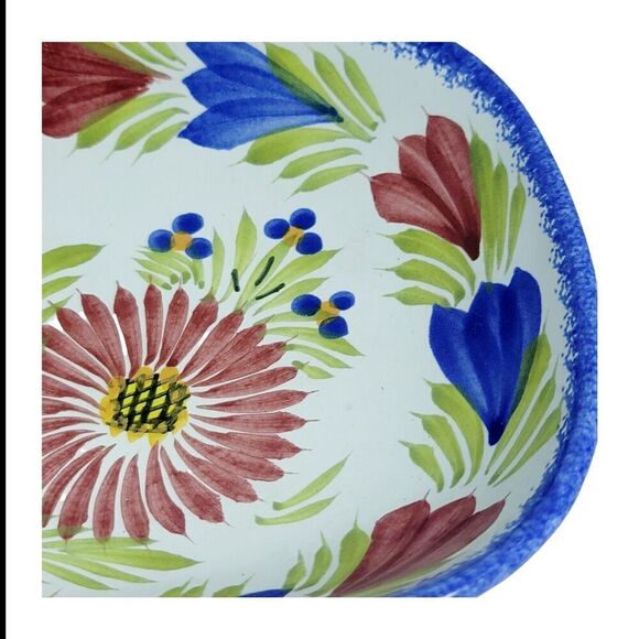 HB HENRIOT QUIMPER HAND PAINTED OVAL DISH FRANCE F.162 MULTICOLOR FLORAL RARE - Picture 6 of 12